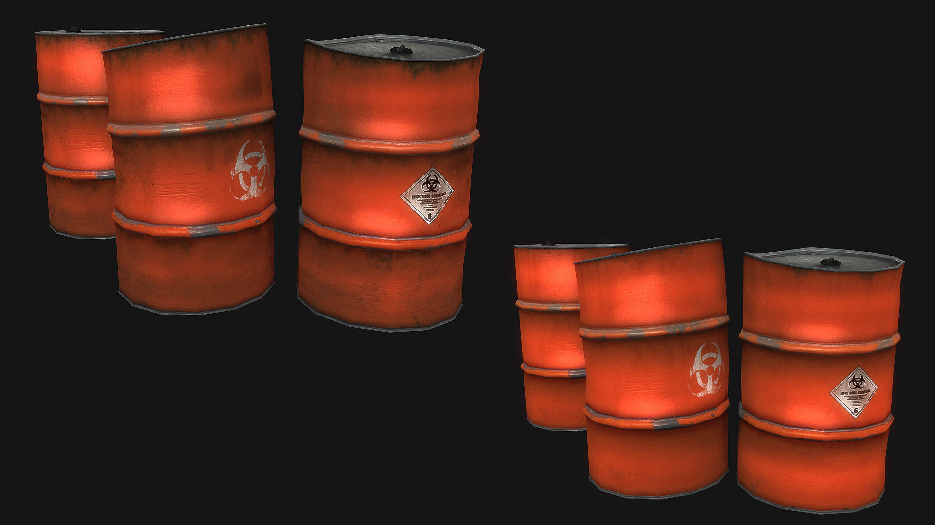 Metal Barrels Collection Low-poly 3D model_1