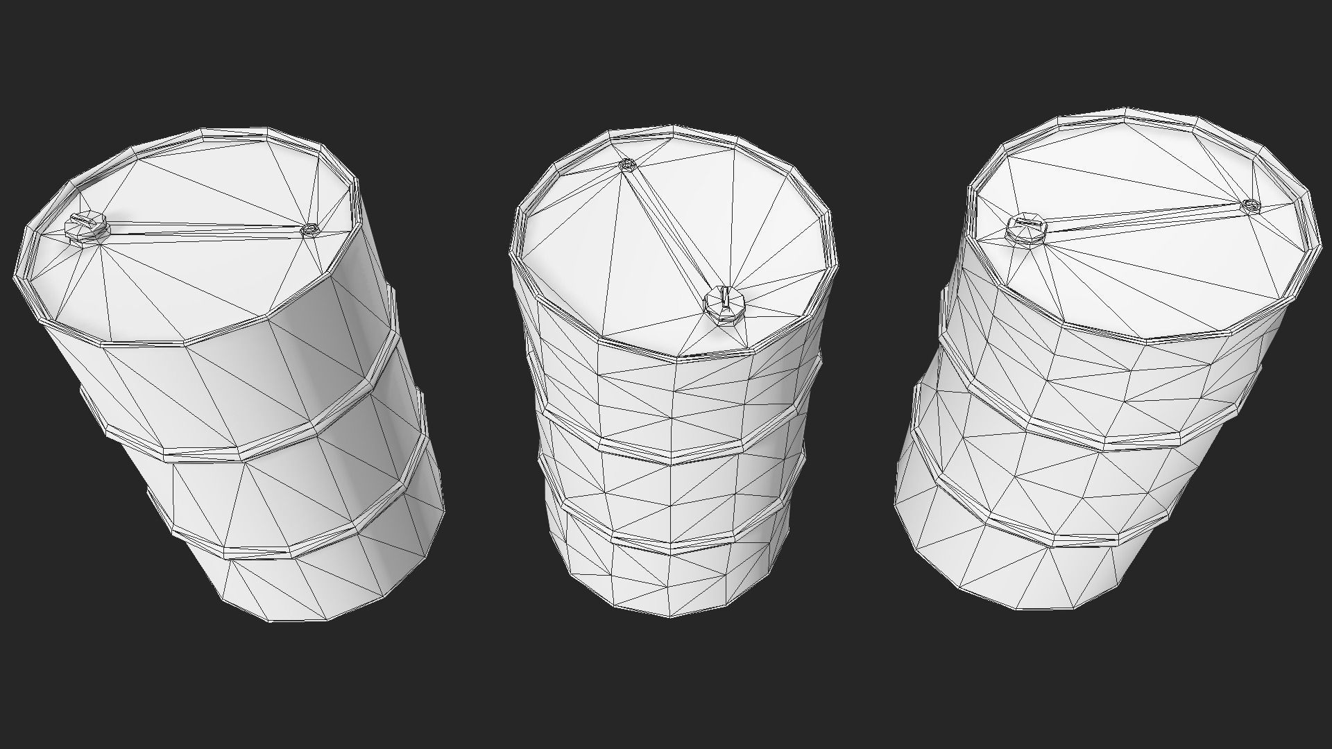 Metal Barrels Collection Low-poly 3D model_12