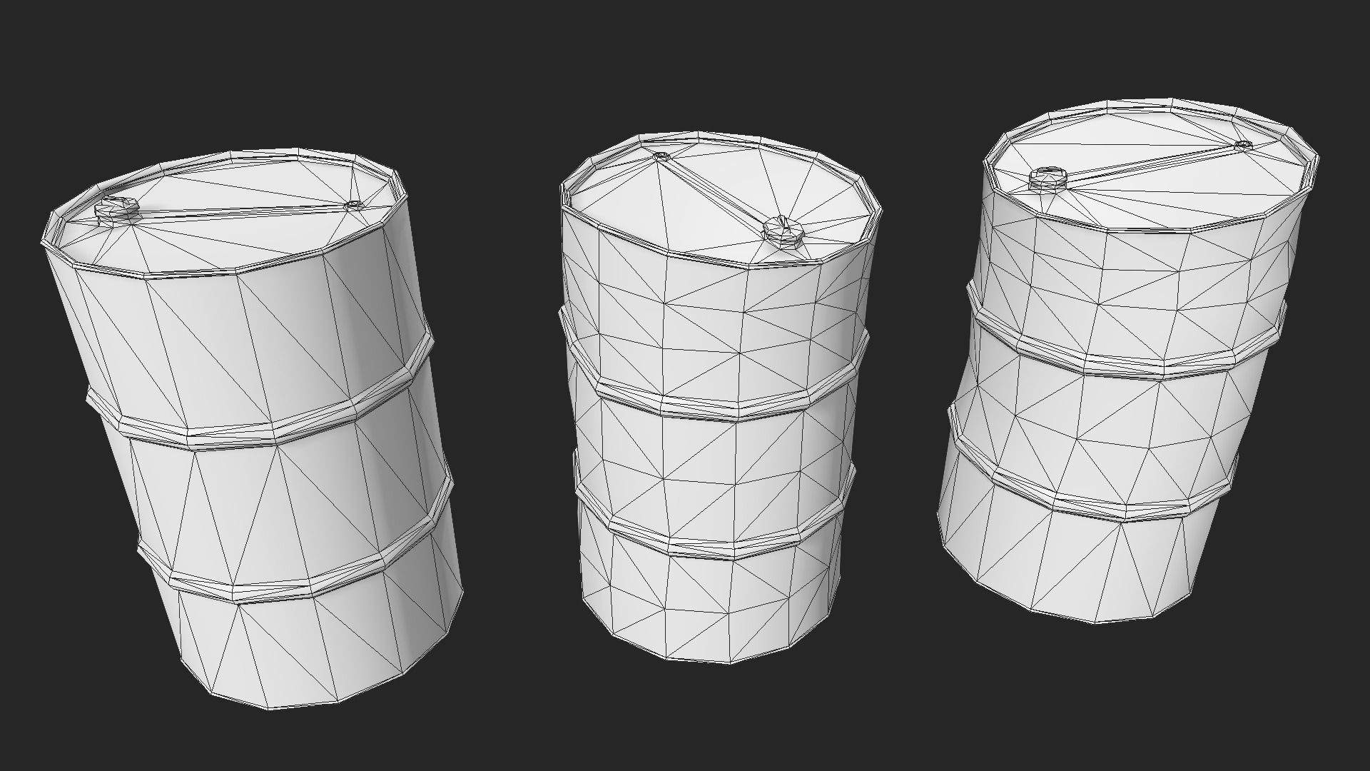 Metal Barrels Collection Low-poly 3D model_10