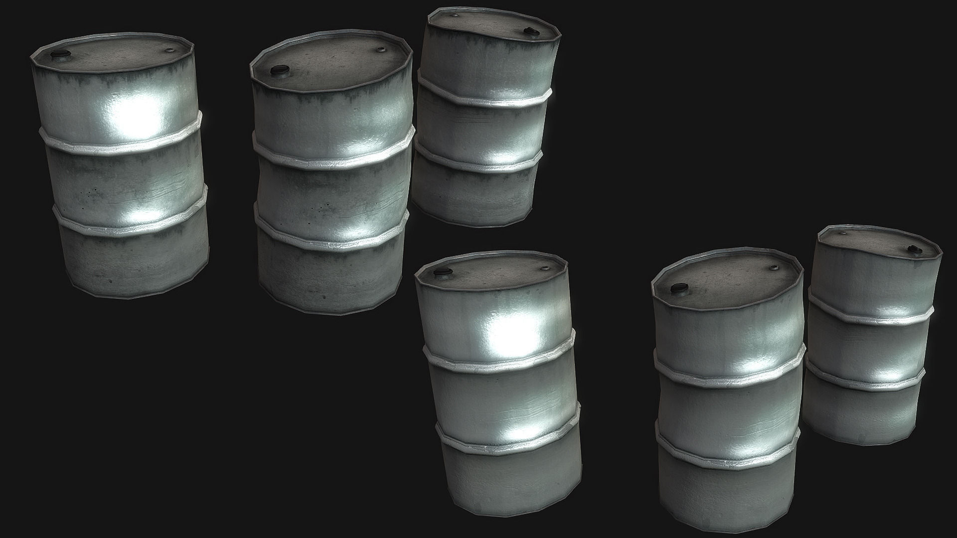 Metal Barrels Collection Low-poly 3D model_3