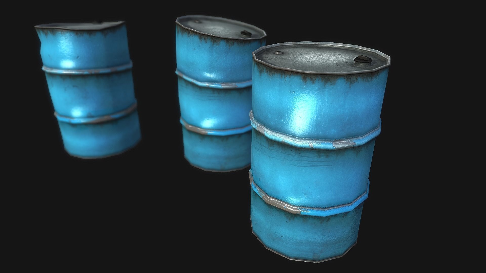 Metal Barrels Collection Low-poly 3D model_9