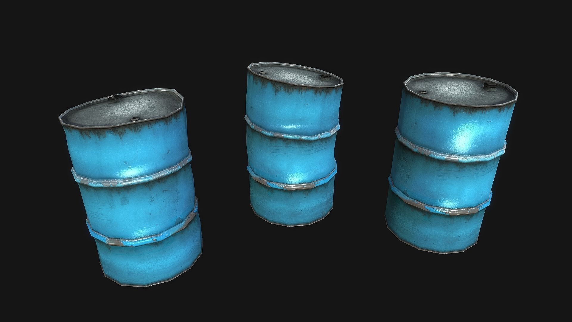 Metal Barrels Collection Low-poly 3D model_8