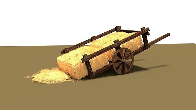 Hay Cart Free low-poly 3D model