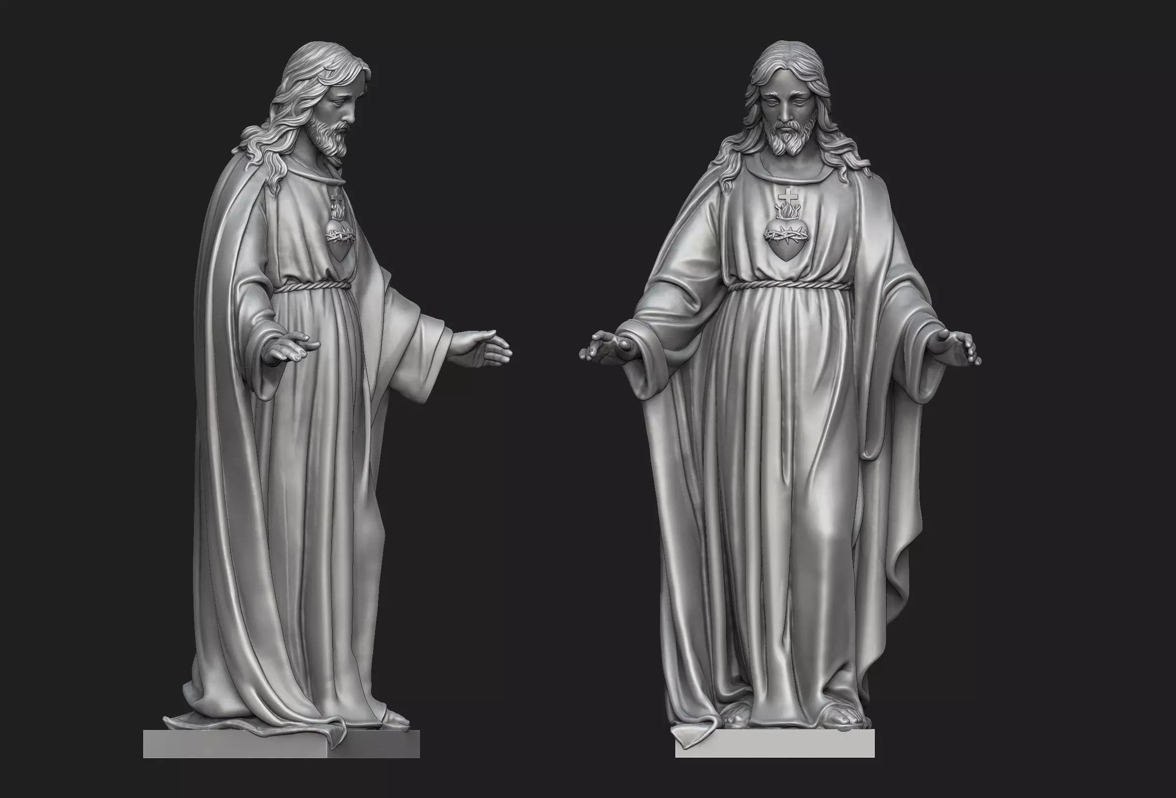 Jesus with Sacred Heart Statue 3 3D print model_0