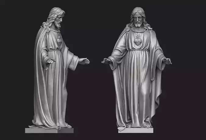 Jesus with Sacred Heart Statue 3 3D print model