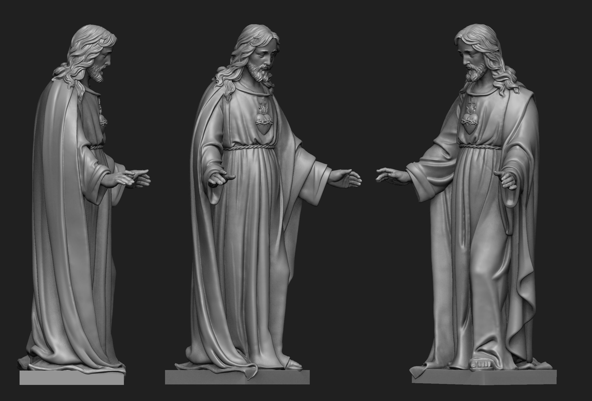 Jesus with Sacred Heart Statue 3 3D print model_1