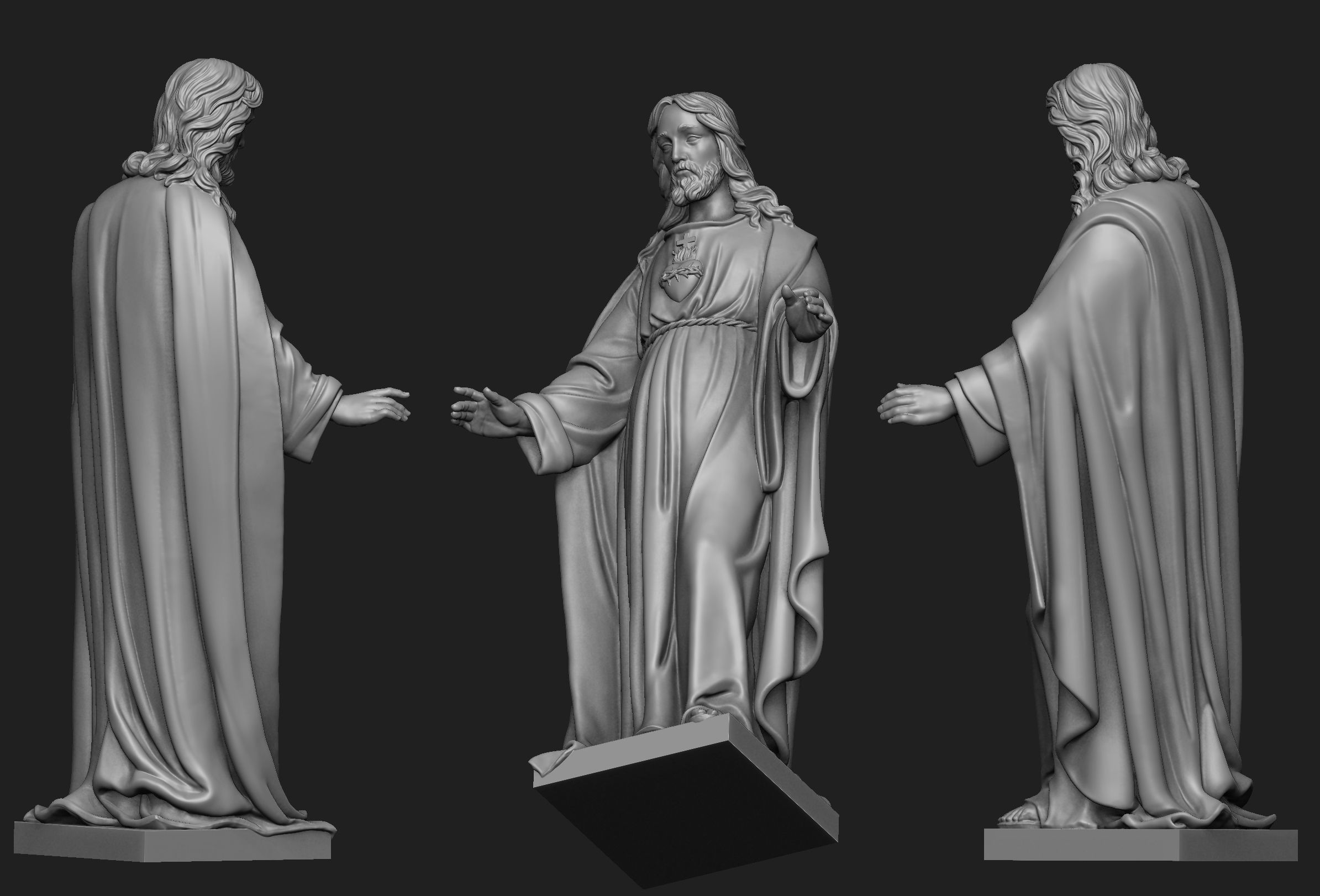 Jesus with Sacred Heart Statue 3 3D print model_4