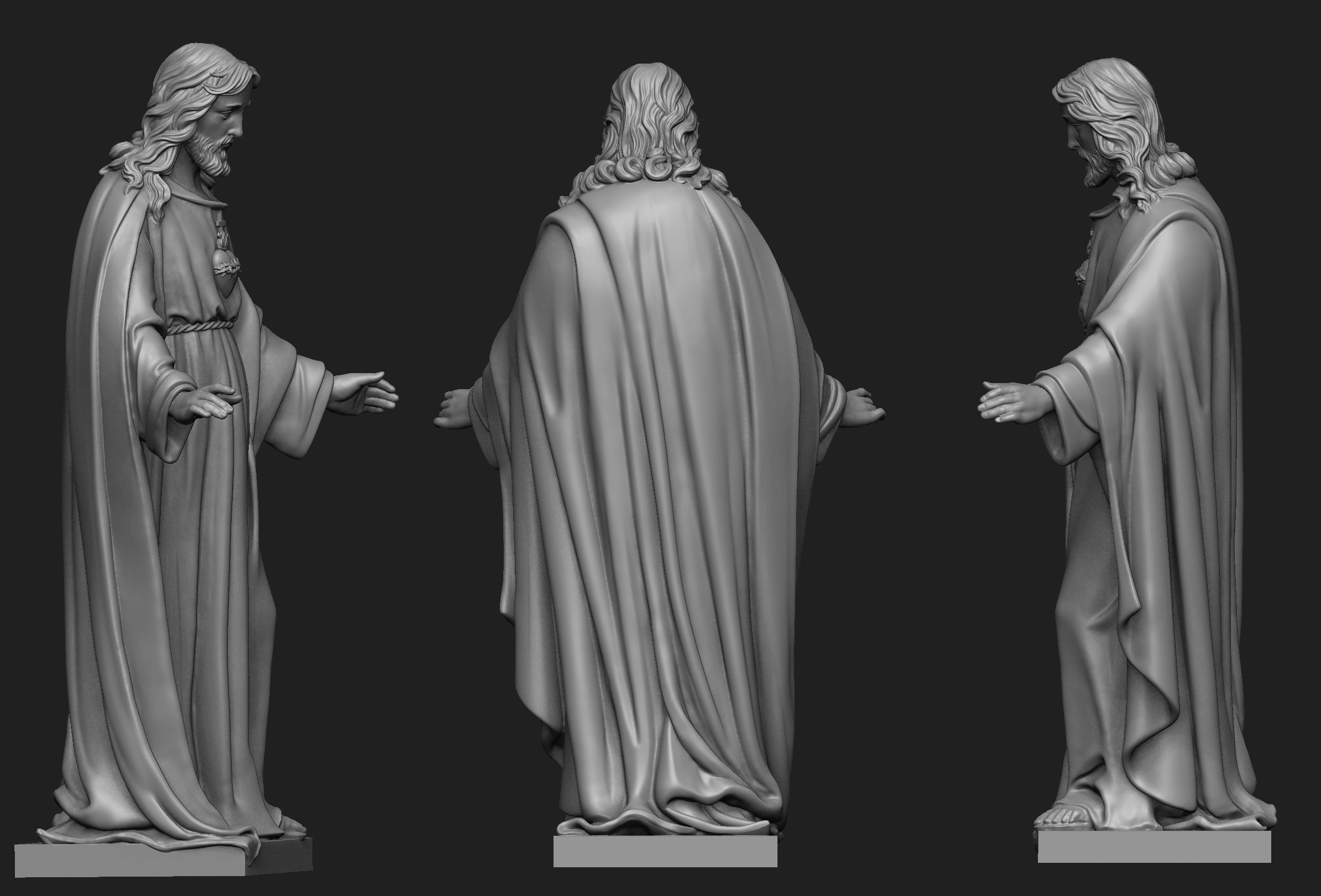 Jesus with Sacred Heart Statue 3 3D print model_2
