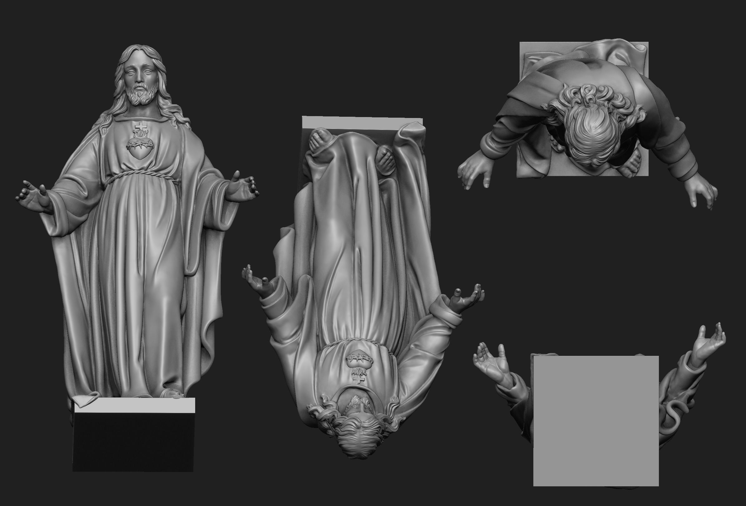 Jesus with Sacred Heart Statue 3 3D print model_3