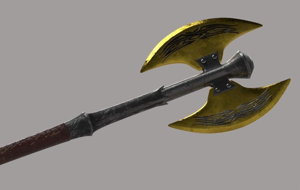 Two-sided axe Low-poly 3D model_1