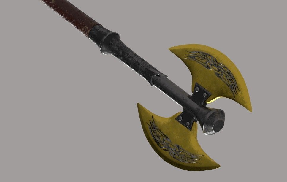 Two-sided axe Low-poly 3D model_2