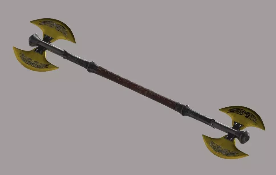 Two-sided axe Low-poly 3D model_0