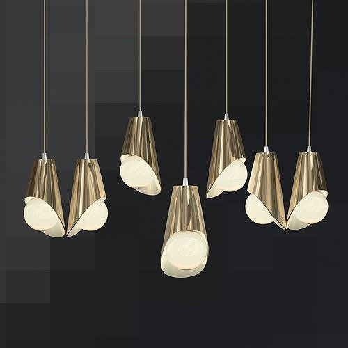Hanging cocoons of brass and crystal 3D model