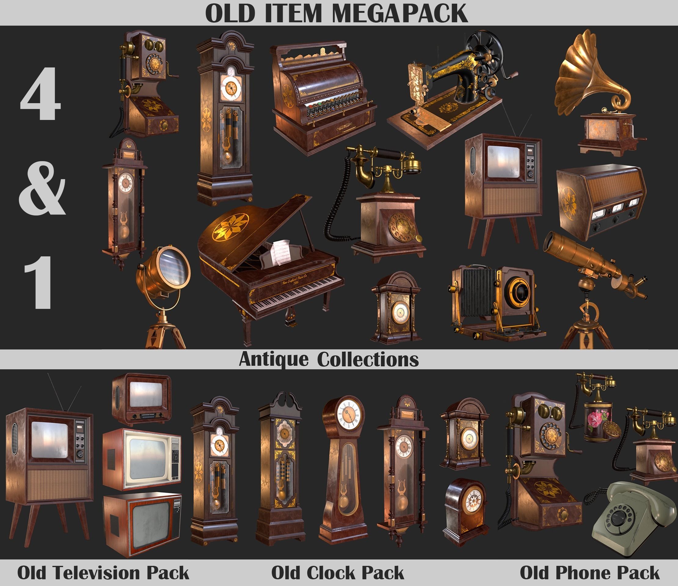 Old Item Mega Pack Low-poly 3D model_1