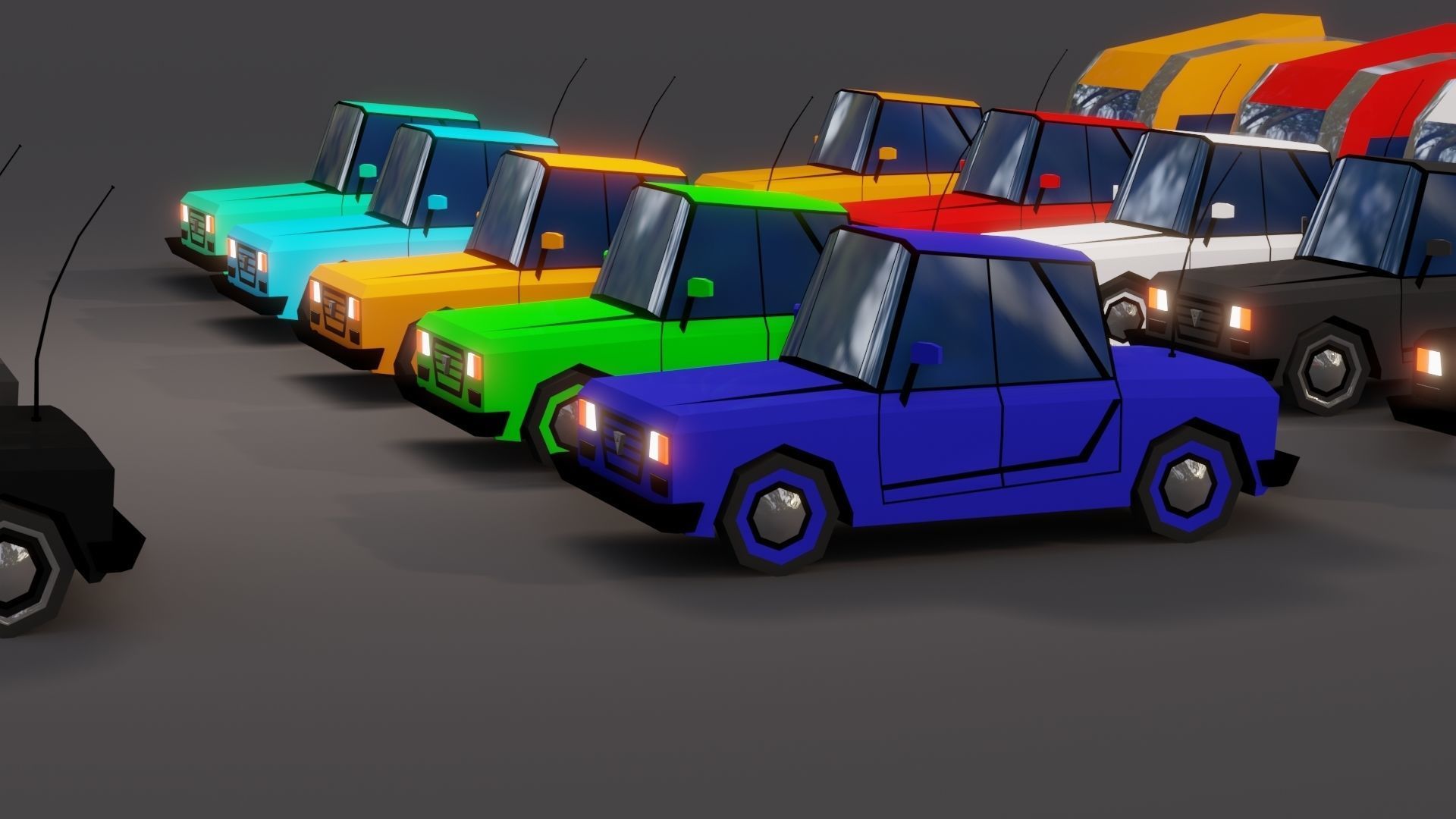 Free Affekta Concept Toon Cars Pack - lowpoly textured gameready Low-poly 3D model_18