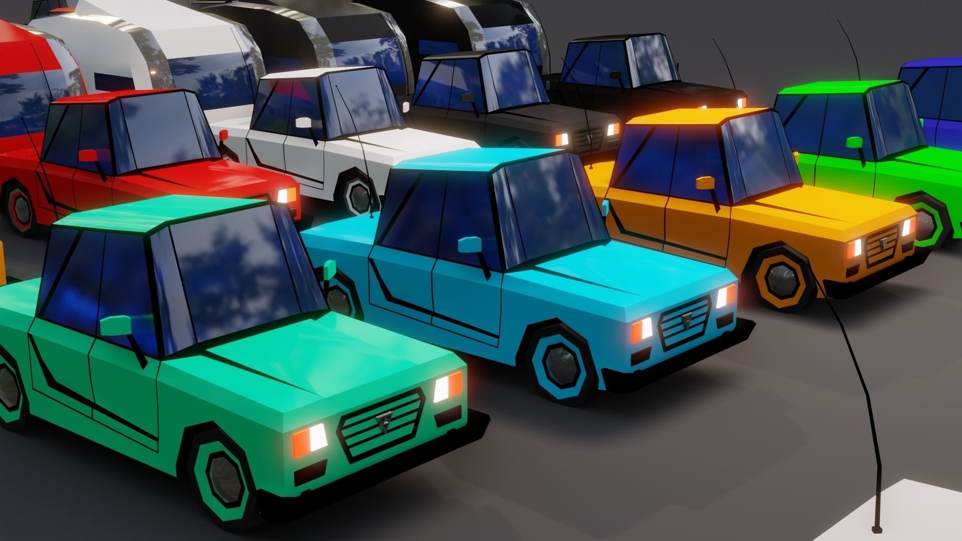 Free Affekta Concept Toon Cars Pack - lowpoly textured gameready Low-poly 3D model_11