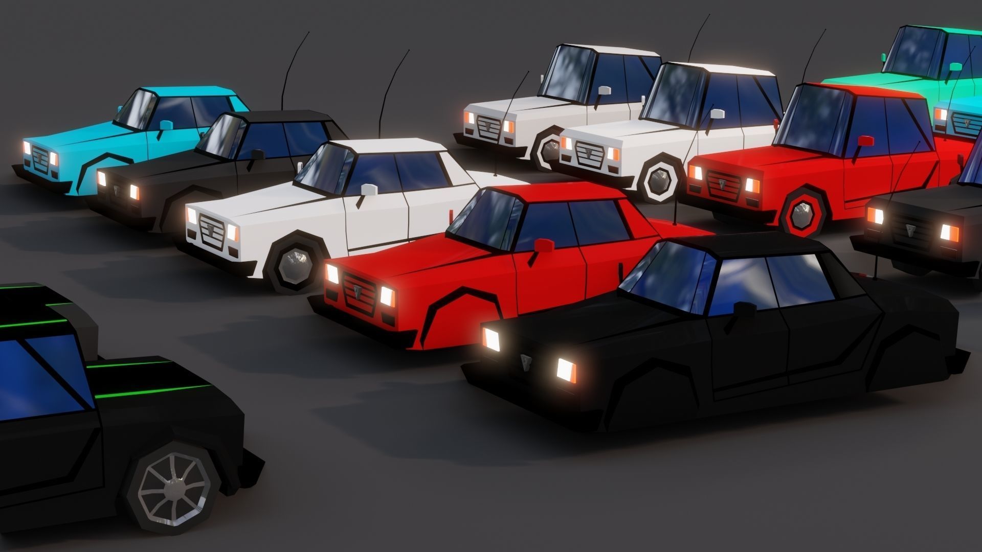 Free Affekta Concept Toon Cars Pack - lowpoly textured gameready Low-poly 3D model_16