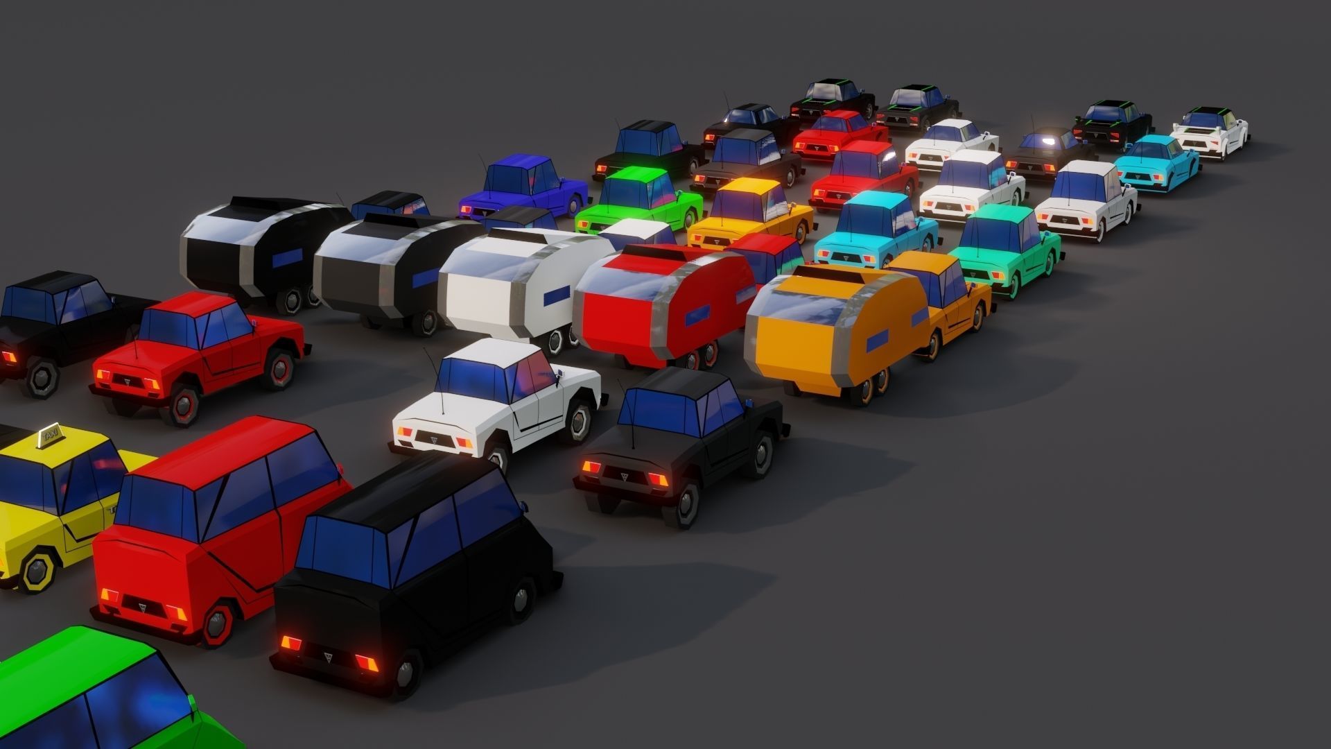 Free Affekta Concept Toon Cars Pack - lowpoly textured gameready Low-poly 3D model_9