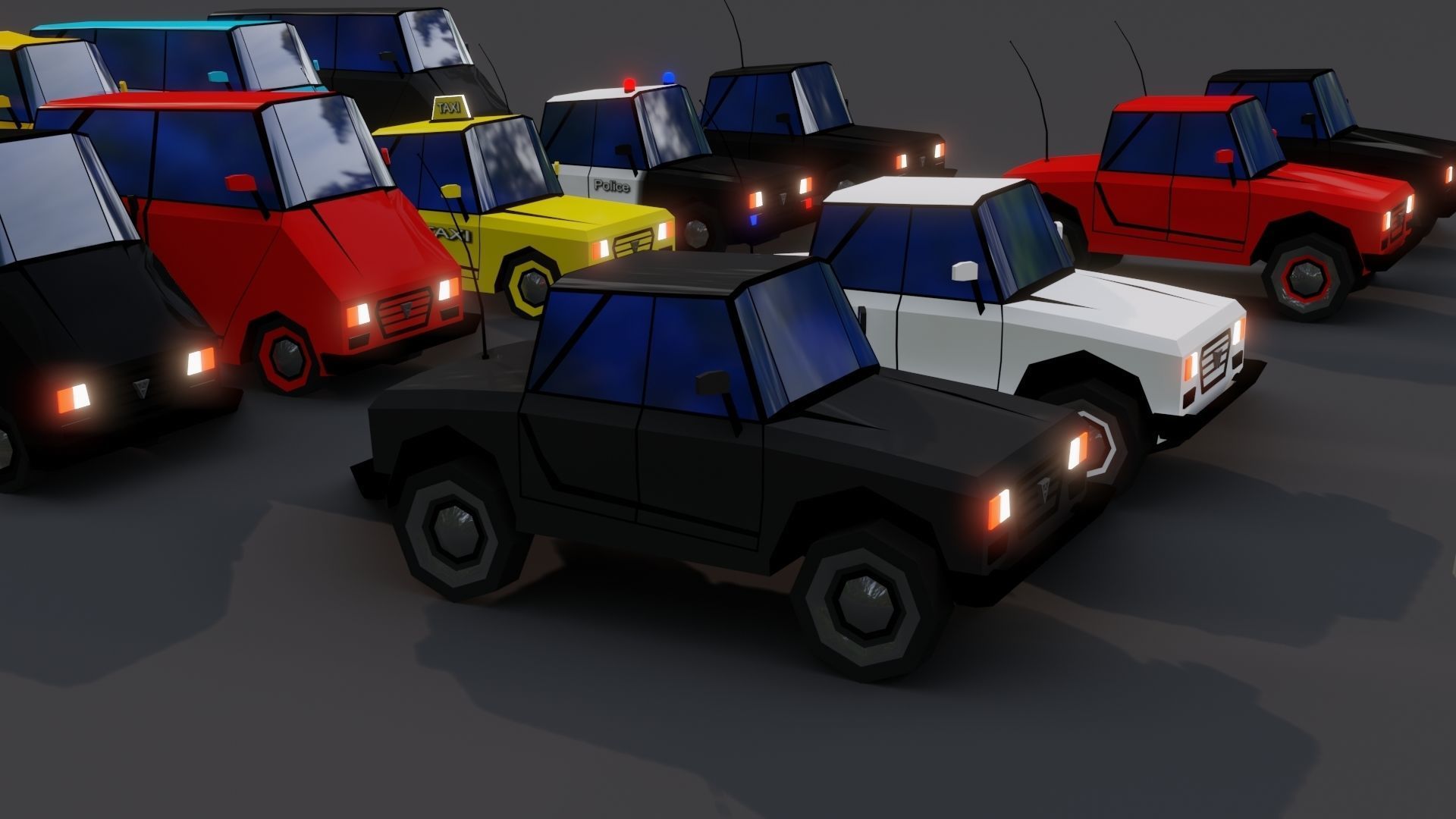 Free Affekta Concept Toon Cars Pack - lowpoly textured gameready Low-poly 3D model_13