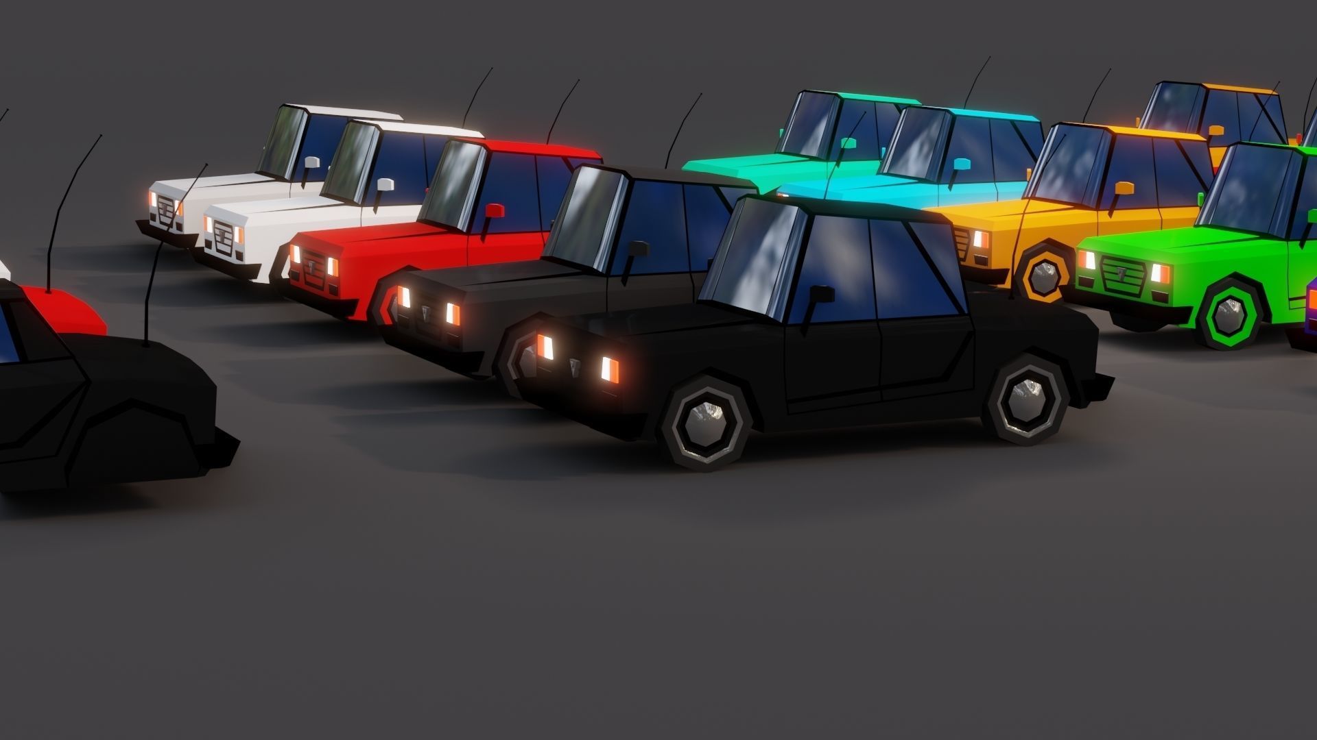 Free Affekta Concept Toon Cars Pack - lowpoly textured gameready Low-poly 3D model_17
