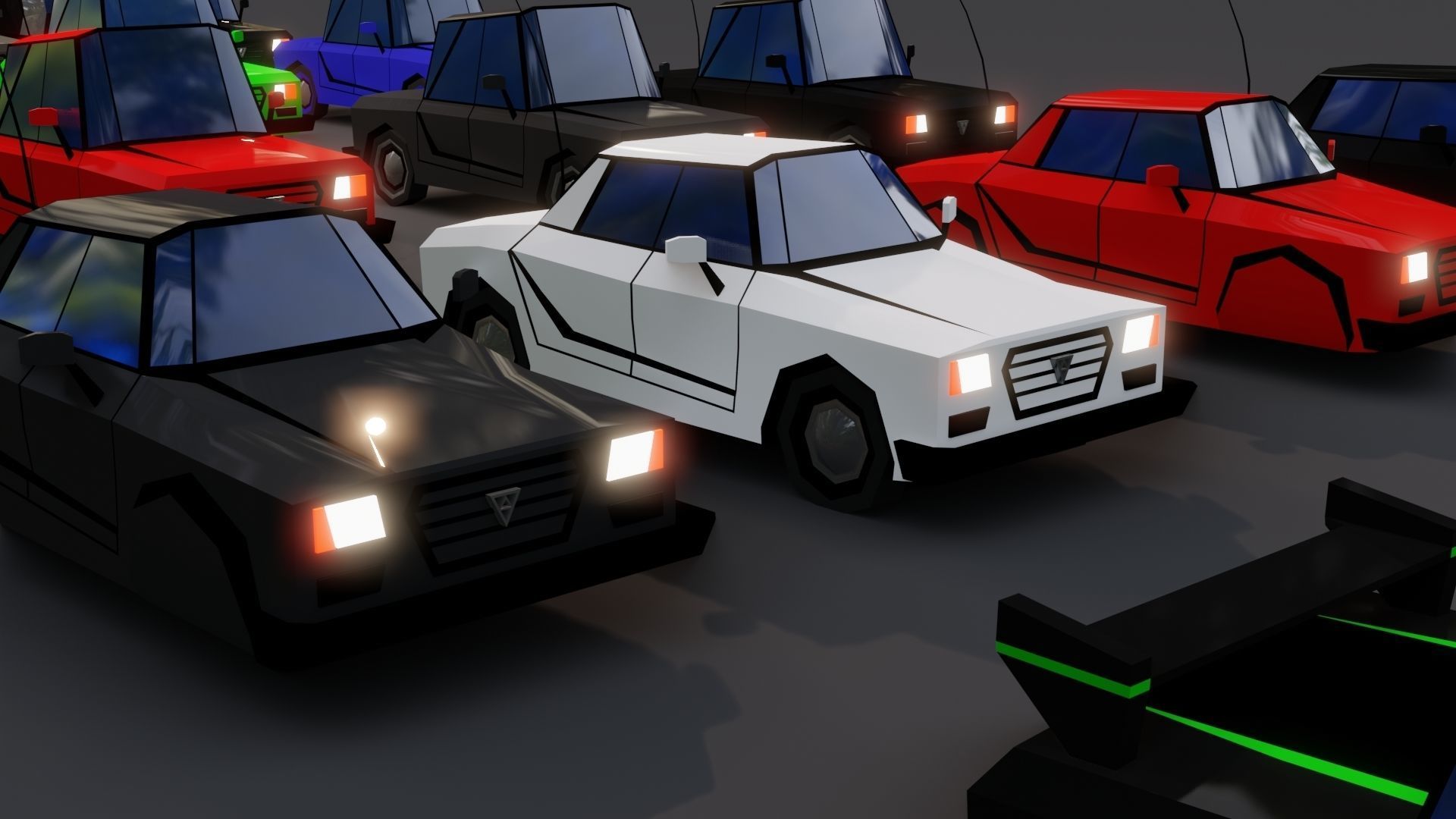 Free Affekta Concept Toon Cars Pack - lowpoly textured gameready Low-poly 3D model_8