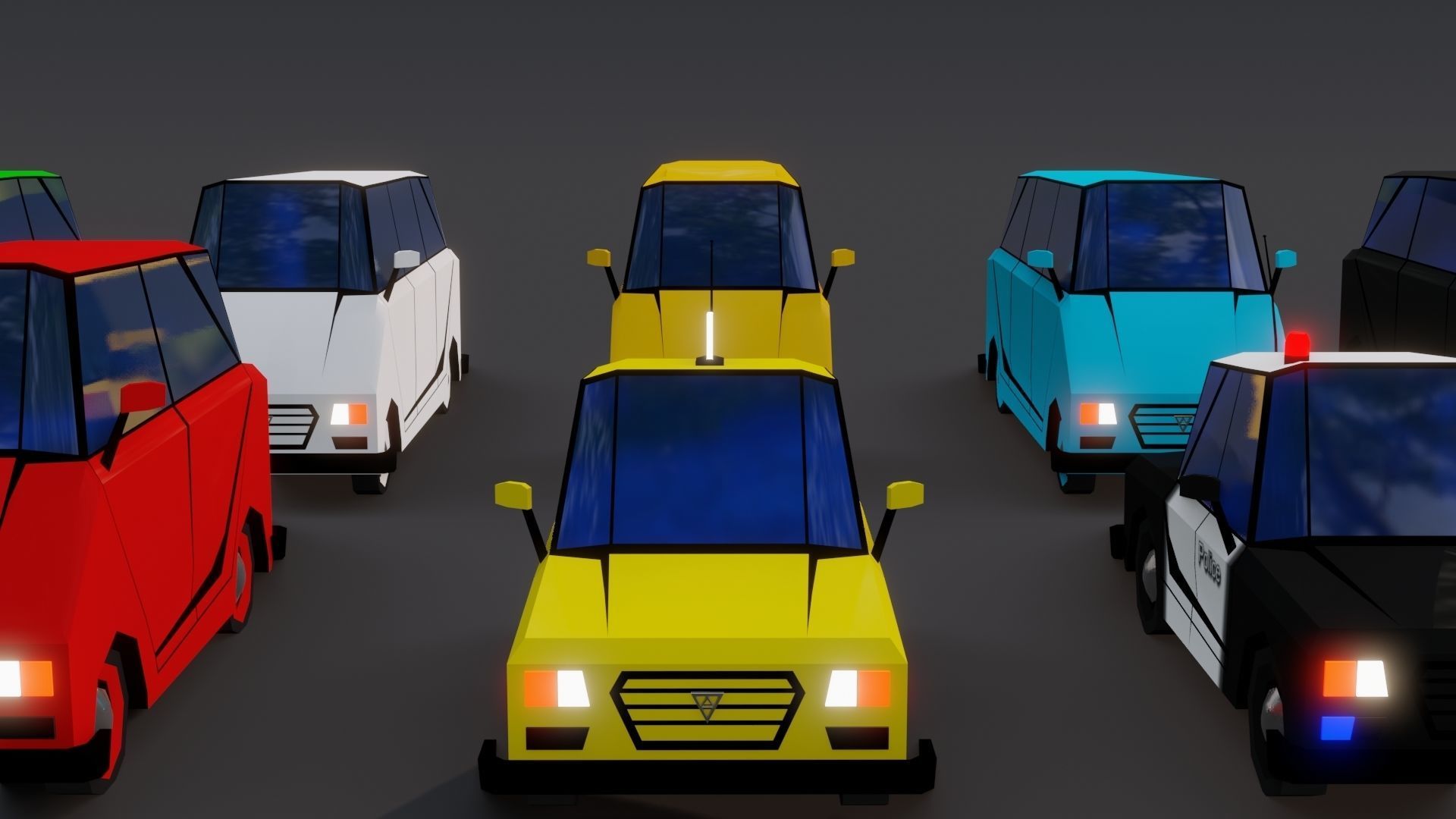 Free Affekta Concept Toon Cars Pack - lowpoly textured gameready Low-poly 3D model_20