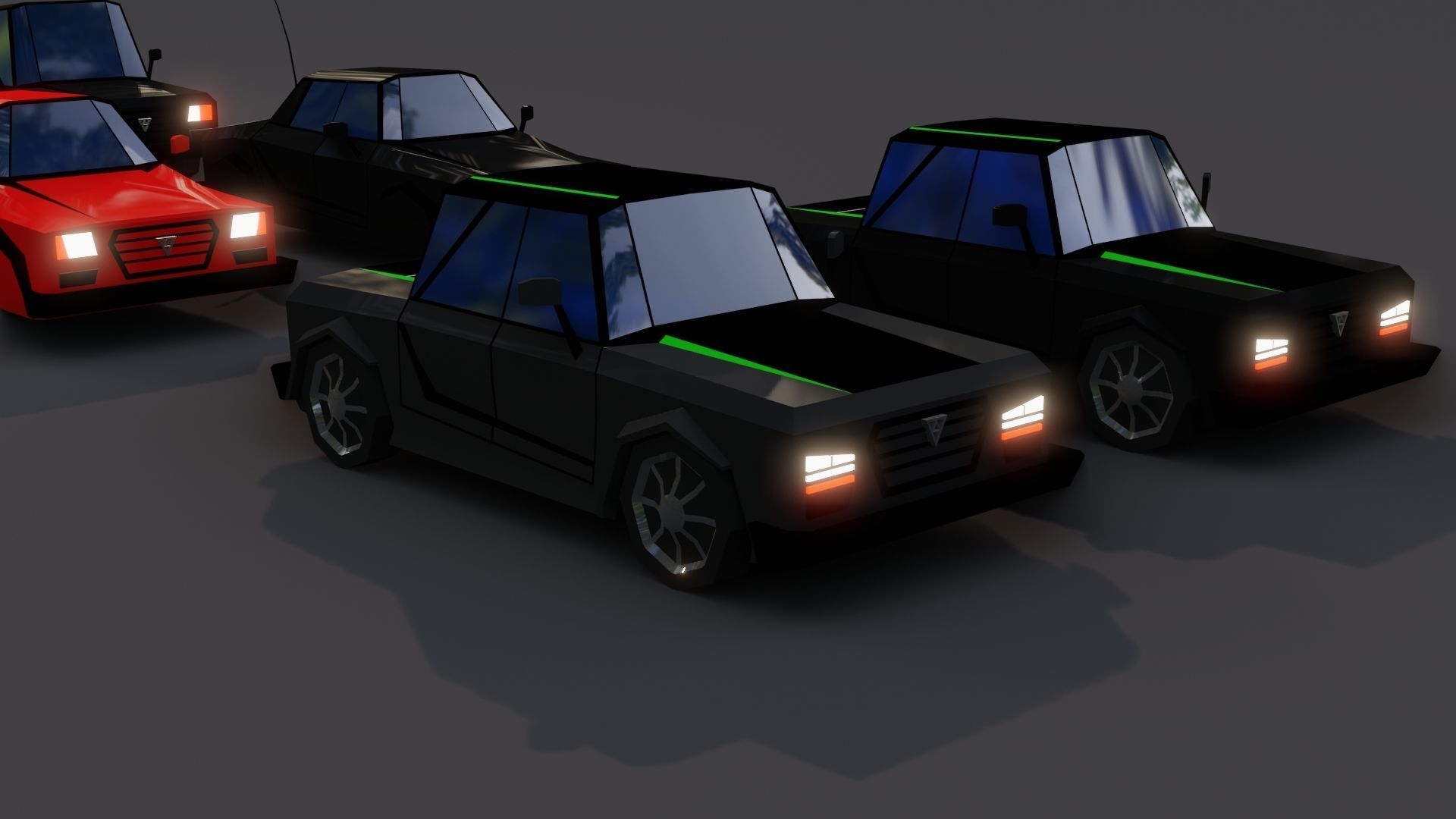 Free Affekta Concept Toon Cars Pack - lowpoly textured gameready Low-poly 3D model_7