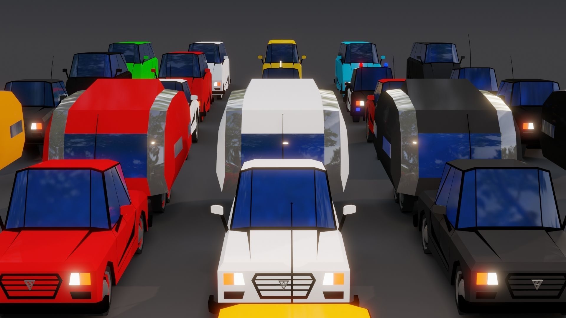 Free Affekta Concept Toon Cars Pack - lowpoly textured gameready Low-poly 3D model_2