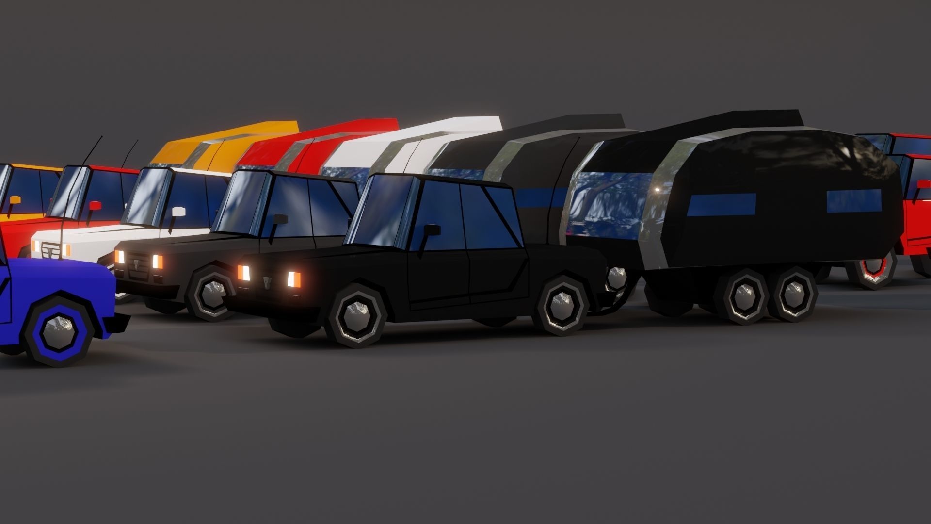 Free Affekta Concept Toon Cars Pack - lowpoly textured gameready Low-poly 3D model_19