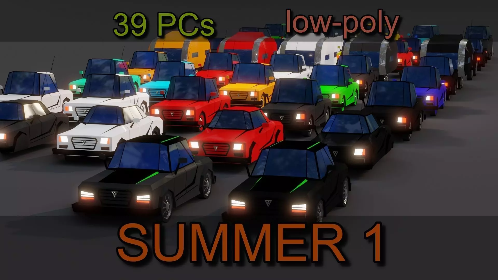 Free Affekta Concept Toon Cars Pack - lowpoly textured gameready Low-poly 3D model_0