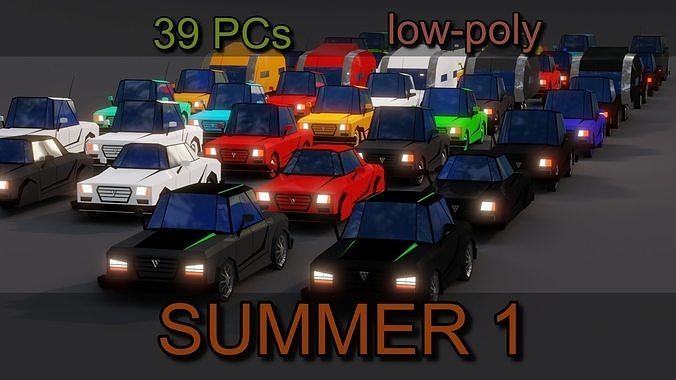 Free Affekta Concept Toon Cars Pack - lowpoly textured gameready Low-poly 3D model