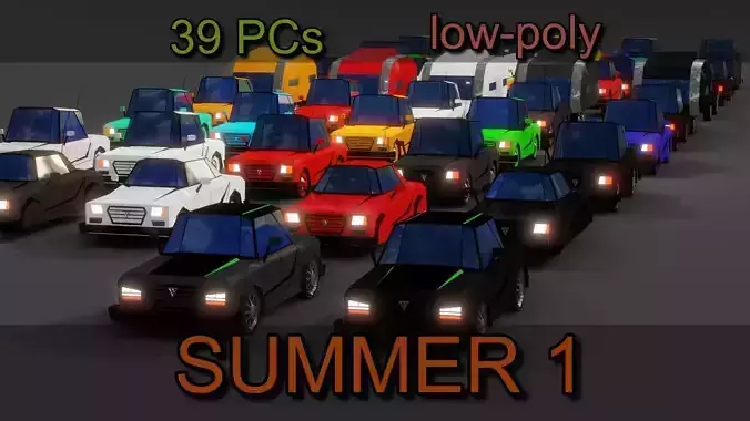 Free Affekta Concept Toon Cars Pack - lowpoly textured gameready Low-poly 3D model