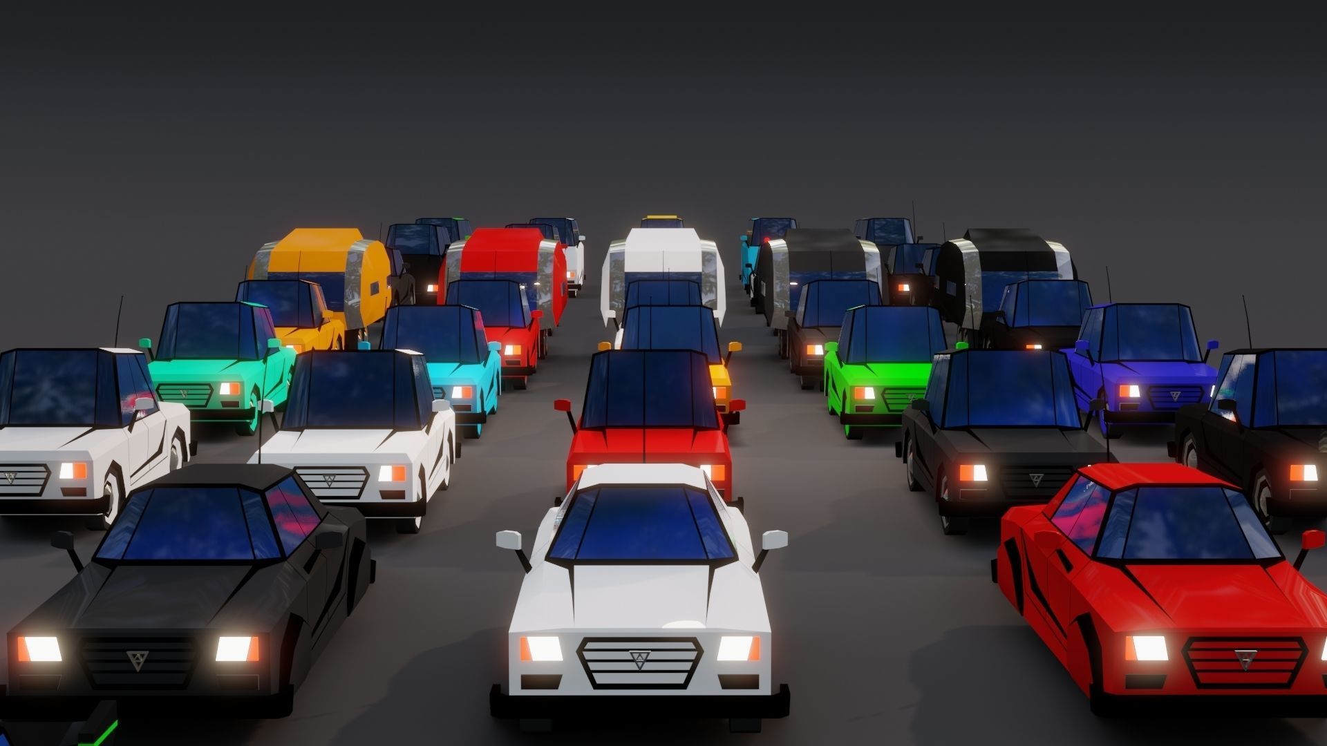 Free Affekta Concept Toon Cars Pack - lowpoly textured gameready Low-poly 3D model_6