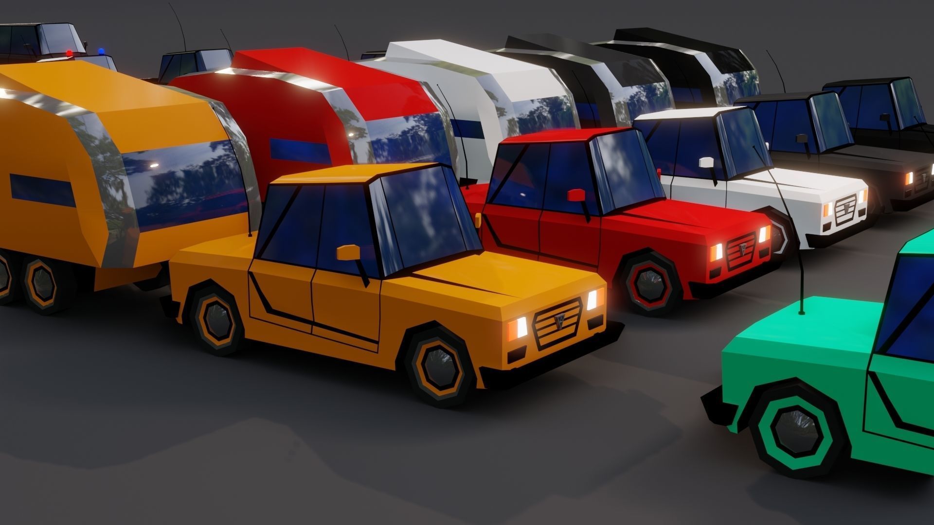 Free Affekta Concept Toon Cars Pack - lowpoly textured gameready Low-poly 3D model_12
