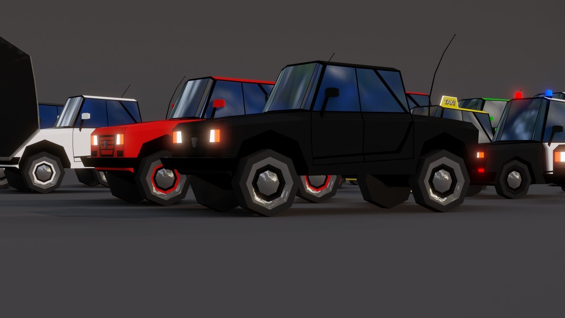 Free Affekta Concept Toon Cars Pack - lowpoly textured gameready Low-poly 3D model_21