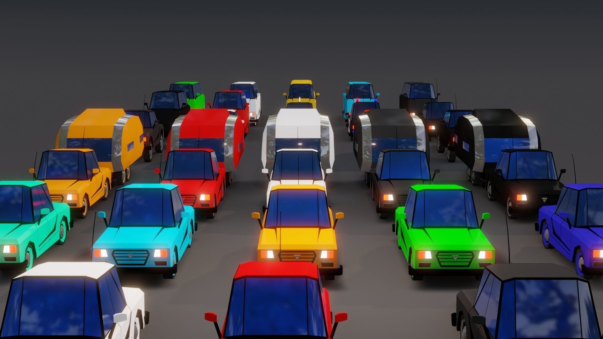 Free Affekta Concept Toon Cars Pack - lowpoly textured gameready Low-poly 3D model_5