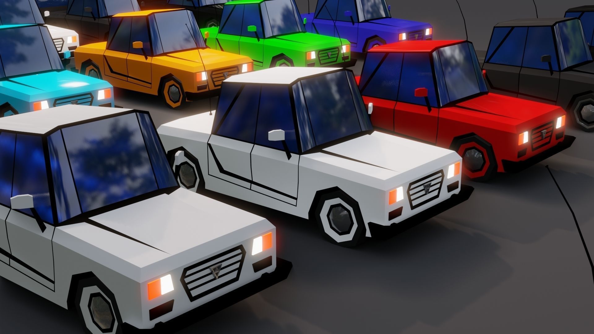 Free Affekta Concept Toon Cars Pack - lowpoly textured gameready Low-poly 3D model_10