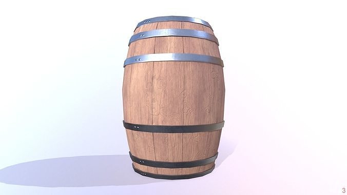 PBR Low Poly Barrel wooden Low-poly 3D model