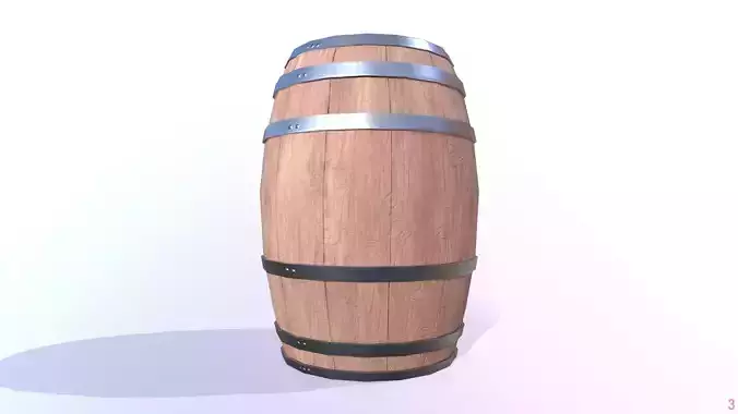 PBR Low Poly Barrel wooden Low-poly 3D model
