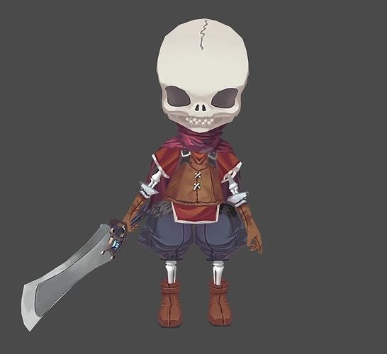 Sergeant skeleton character Low-poly 3D model