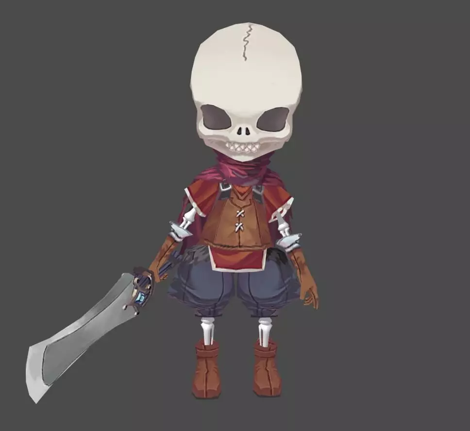 Sergeant skeleton character Low-poly 3D model