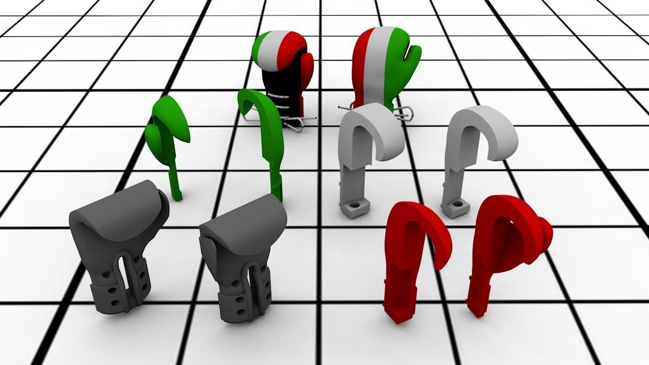 boxer glove 4 parts  3D print model_9