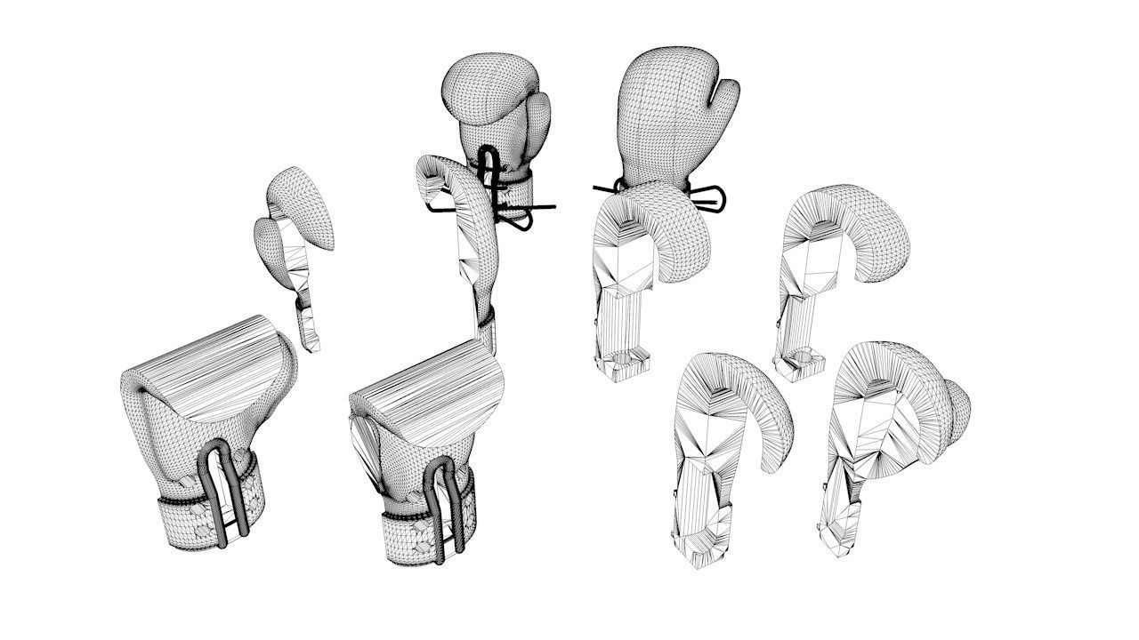 boxer glove 4 parts  3D print model_12