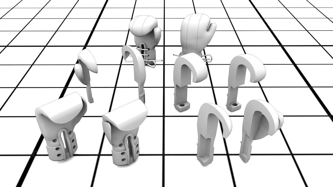 boxer glove 4 parts  3D print model_11