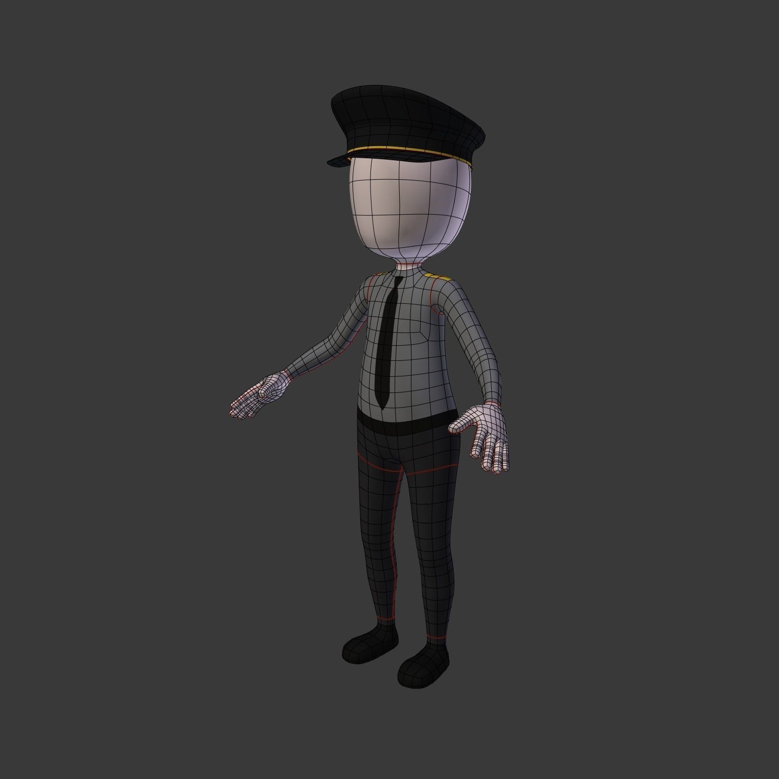 Cartoon Stickman - Textured and Rigged Low-poly 3D model_2