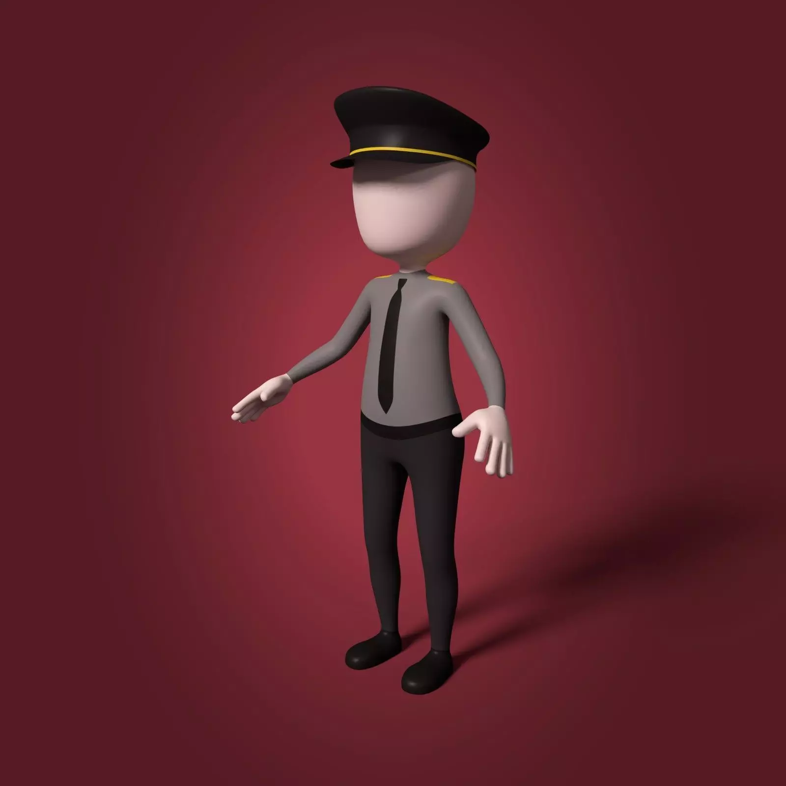 Cartoon Stickman - Textured and Rigged Low-poly 3D model_0