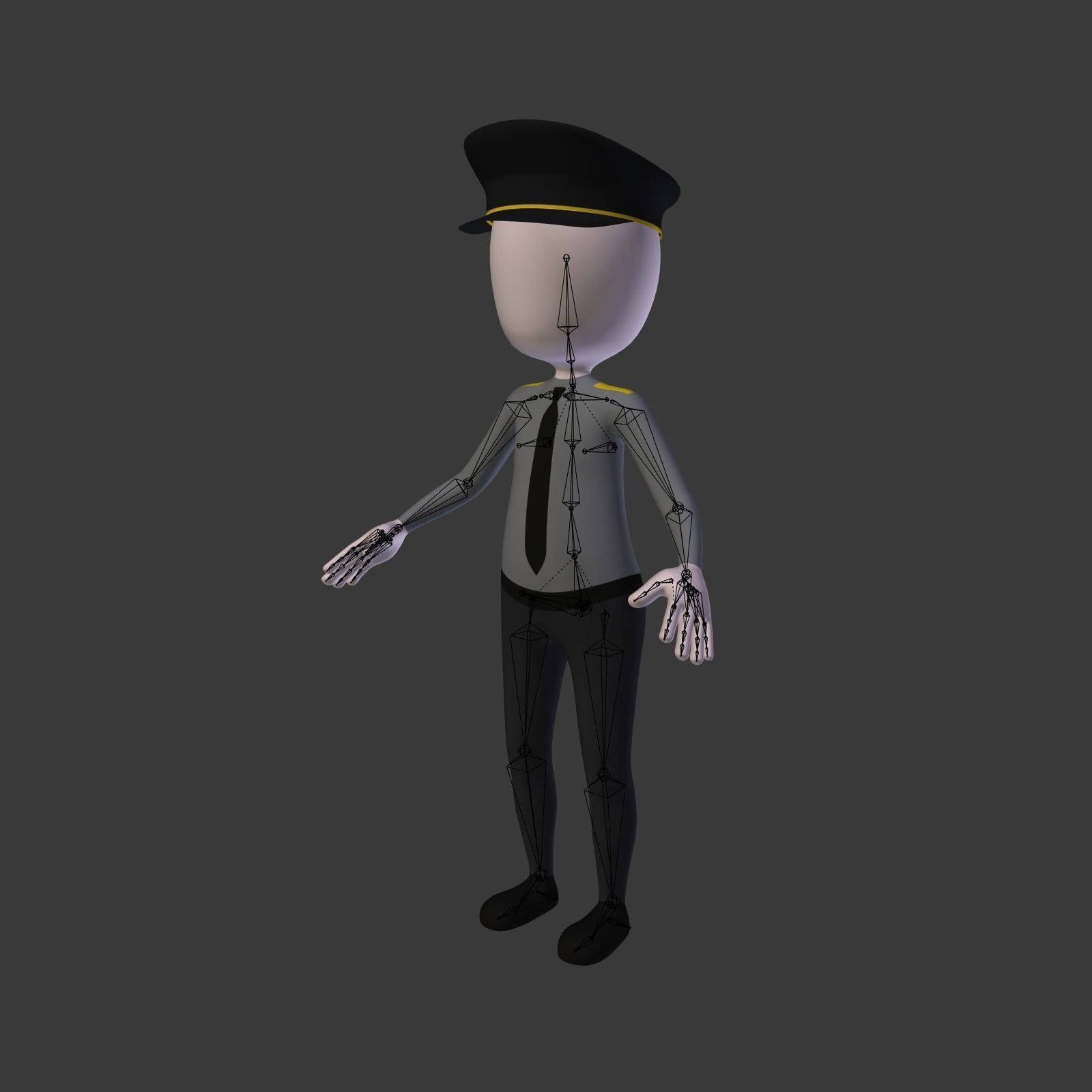 Cartoon Stickman - Textured and Rigged Low-poly 3D model_1