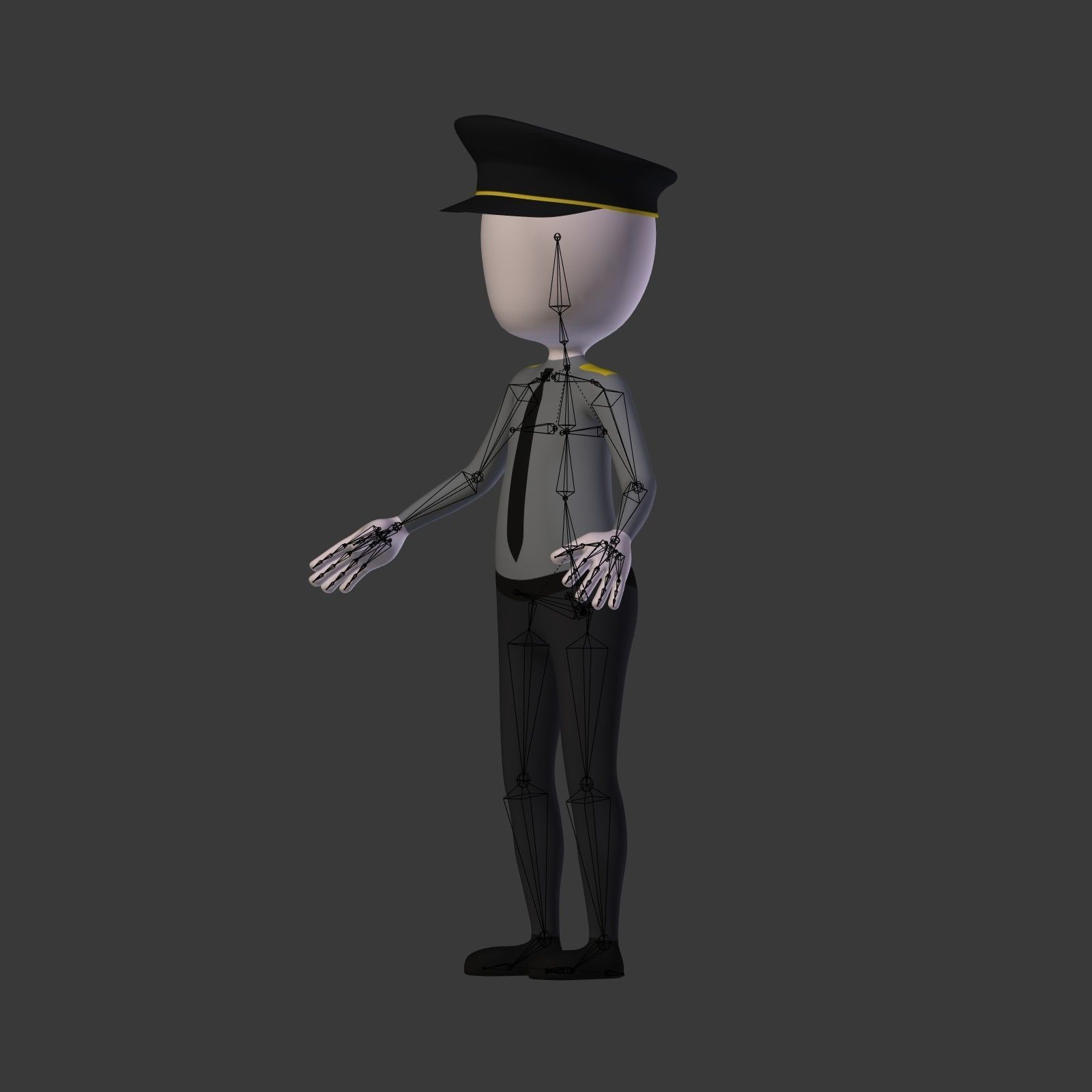 Cartoon Stickman - Textured and Rigged Low-poly 3D model_4