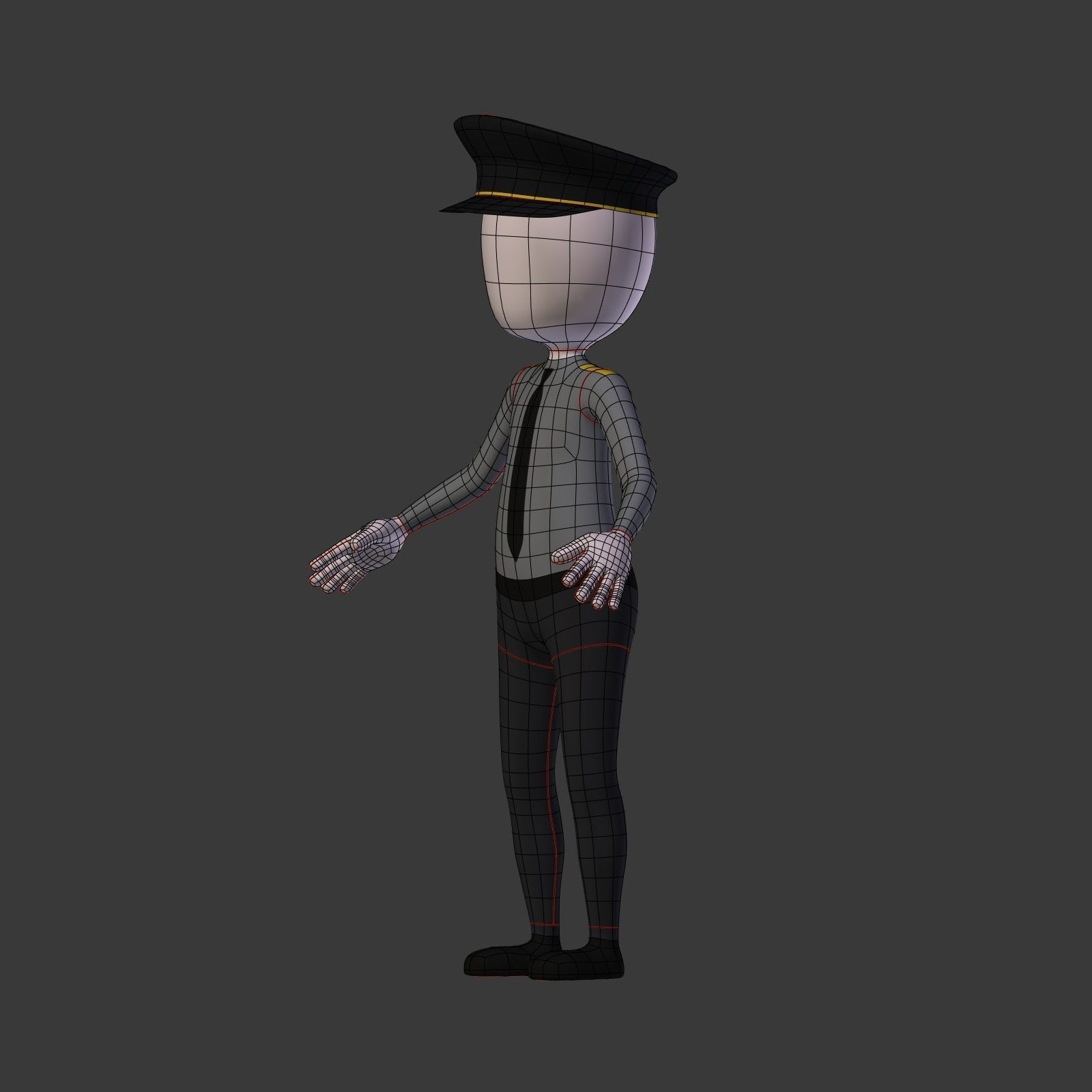 Cartoon Stickman - Textured and Rigged Low-poly 3D model_5