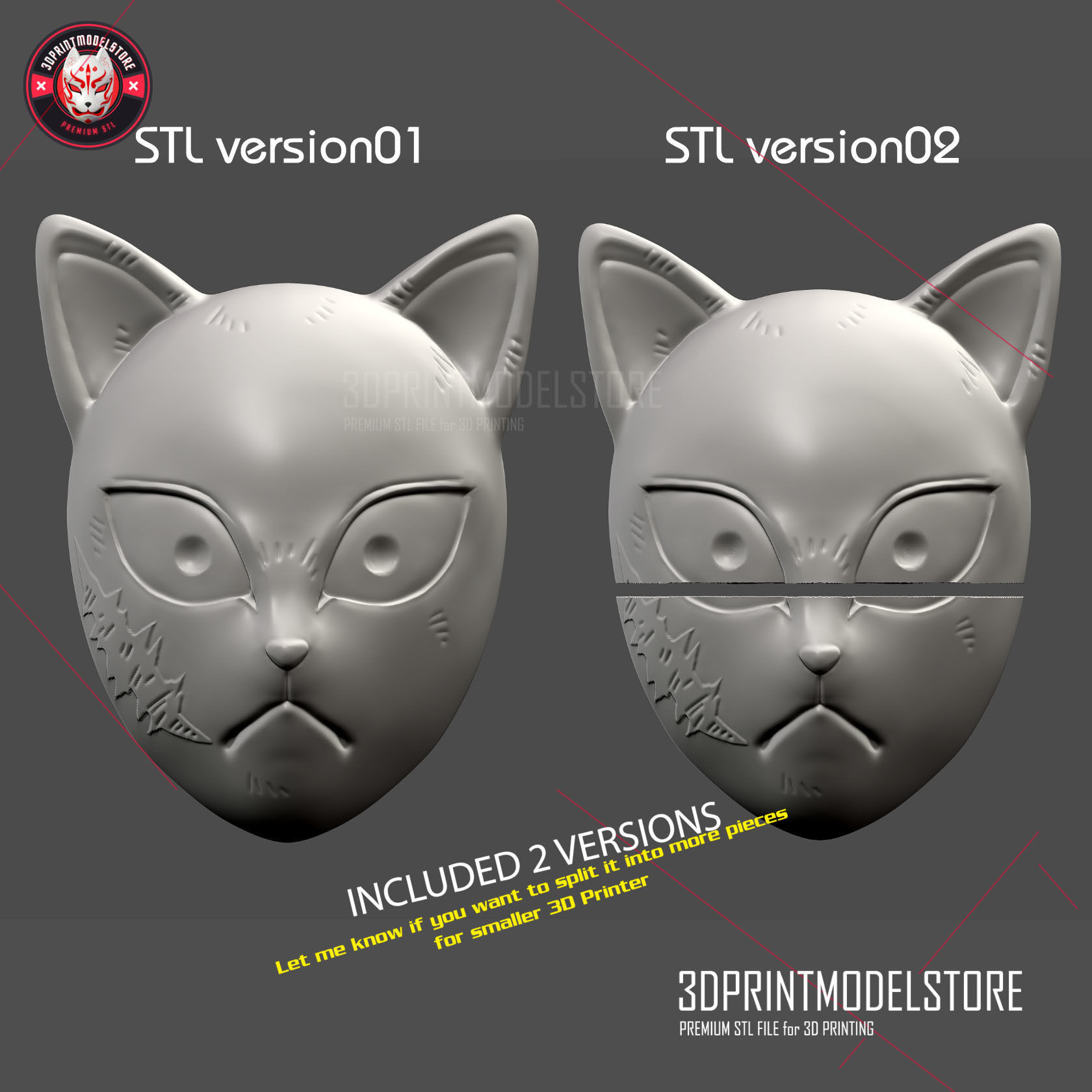 Demon Slayer Kimetsu no Yaiba Sabito Mask - Kitsune Helmet 3D print model_4